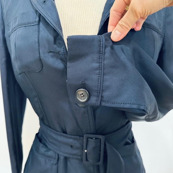 Prada 100% silk belted blazer jacket in navy blue - Picture 13 of 16